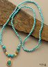 Boho Necklace, Mala Stone Beads Turquoise Gold